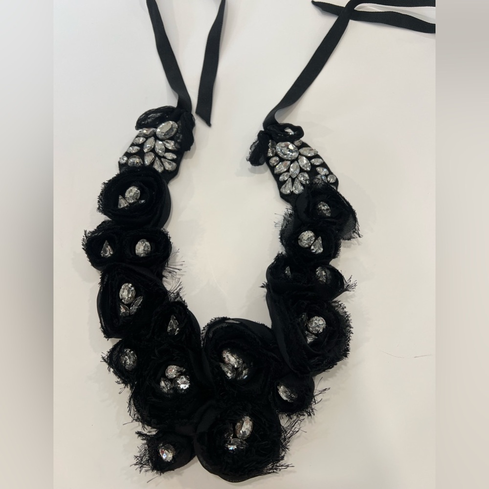 Intermix Black and Rhinestone Necklace
